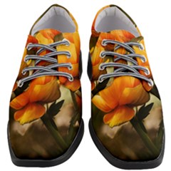 Yellow Butterfly Flower Women Heeled Oxford Shoes by Azkajaya