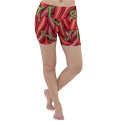 Seamless-chili-pepper-pattern Lightweight Velour Yoga Shorts by Ket1n9