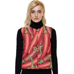 Seamless-chili-pepper-pattern Women s Button Up Puffer Vest by Ket1n9