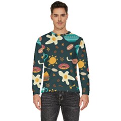 Seamless-pattern-with-breakfast-symbols-morning-coffee Men s Fleece Sweatshirt by Ket1n9