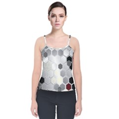 Honeycomb Pattern Velvet Spaghetti Strap Top by Ket1n9