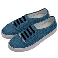 White And Blue Brick Wall Men s Classic Low Top Sneakers by Azkajaya