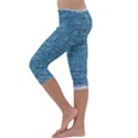White And Blue Brick Wall Kids  Lightweight Velour Capri Leggings  View2