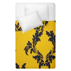 Yellow Regal Filagree Pattern Duvet Cover Double Side (single Size) by Azkajaya