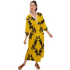 Yellow Regal Filagree Pattern Grecian Style  Maxi Dress by Azkajaya