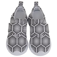 Halftone Tech Hexagons Seamless Pattern Kids  Velcro No Lace Shoes by Ket1n9