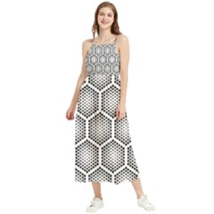 Halftone Tech Hexagons Seamless Pattern Boho Sleeveless Summer Dress by Ket1n9