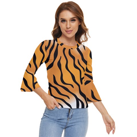 Tiger Skin Pattern Bell Sleeve Top by Ket1n9