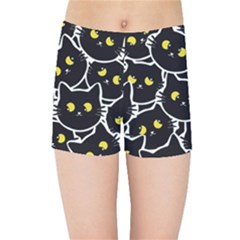 Cat Pattern Pet Drawing Eyes Kids  Sports Shorts by Loisa77