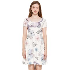 Butterflies Cute Flower Pastel Pattern Inside Out Cap Sleeve Dress by Loisa77
