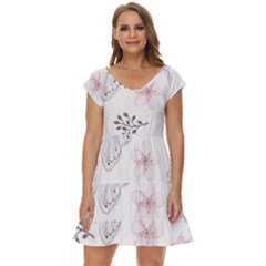 Butterflies Cute Flower Pastel Pattern Short Sleeve Tiered Mini Dress by Loisa77