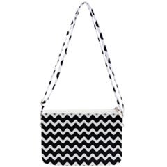 Wave-black White Double Gusset Crossbody Bag by kyorashop23