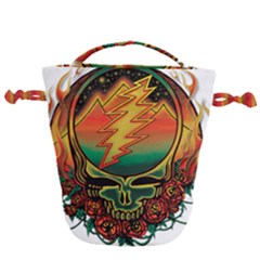 Grateful Steal Your Face Deadhead Hippie Logo Symbol Drawstring Bucket Bag by Loisa77