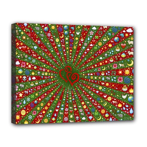 Emoji Hearts Valentine Universe Canvas 14  X 11  (stretched) by Paksenen