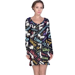 Time Nonlinear Curved Linear Long Sleeve Nightdress by Paksenen