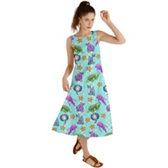 Sea Ocean Sealife Turtle Jellyfish Summer Maxi Dress by Loisa77