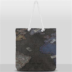 World Map Full Print Rope Handle Tote (large) by Ket1n9