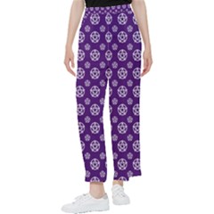 White Pentacle And Purple Pattern Women s Pants  by cheekywitch