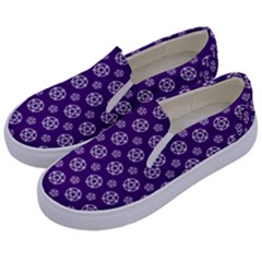 White Pentacle And Purple Pattern Kids  Canvas Slip Ons by cheekywitch
