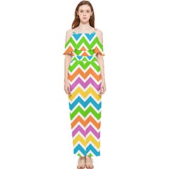 Chevron Pattern Design Texture Draped Sleeveless Chiffon Jumpsuit by Apen