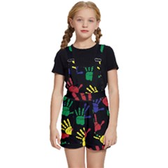Handprints Hand Print Colourful Kids  Short Overalls by Apen