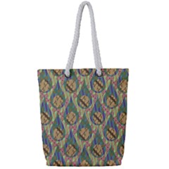 Tribal Background Boho Batik Full Print Rope Handle Tote (small) by anzea