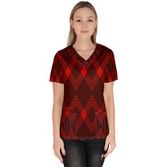 Pattern Red Black, Women s V-neck Scrub Top by 2607694c
