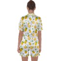 Illustrations Lemon Citrus Fruit Yellow Satin Short Sleeve Pajamas Set View2
