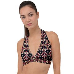 Vector Illustration Of Ukrainian Folk Seamless Pattern Ethnic Ornament Border Element Traditional Halter Plunge Bikini Top by Bedest