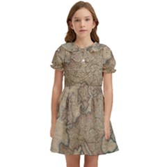Old Vintage Classic Map Of Europe Kids  Bow Tie Puff Sleeve Dress by Paksenen