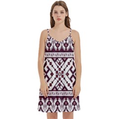 Illustration Ukrainian Folk Seamless Pattern Ornament Mini Camis Dress With Pockets by Proyonanggan