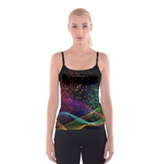 Particles Waves Line Multicoloured Spaghetti Strap Top by Proyonanggan