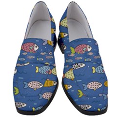 Sea Fish Blue Submarine Animal Women s Chunky Heel Loafers by Proyonanggan