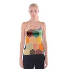 Abstract Hex Hexagon Grid Pattern Honeycomb Spaghetti Strap Top by Proyonanggan