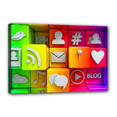 Colorful 3d Social Media Canvas 18  X 12  (stretched) by Ket1n9