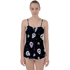 Skull Pattern Babydoll Tankini Top by Ket1n9