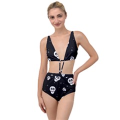 Skull Pattern Tied Up Two Piece Swimsuit by Ket1n9