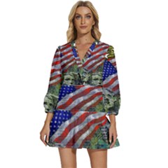 Usa United States Of America Images Independence Day V-neck Placket Mini Dress by Ket1n9