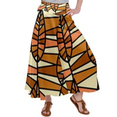 Autumn Leaf Mosaic Seamless Women s Satin Palazzo Pants by Hannah976