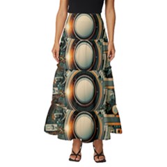 Technology Robot Internet Processor Tiered Ruffle Maxi Skirt by Ravend