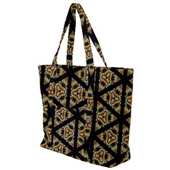 Pattern Stained Glass Triangles Zip Up Canvas Bag by HermanTelo