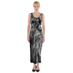 Angry Male Lion Wild Animal Fitted Maxi Dress by Loisa77