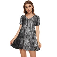 Angry Male Lion Wild Animal Tiered Short Sleeve Babydoll Dress by Loisa77
