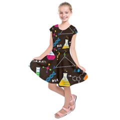 Science Lesson Flat Vector Seamless Pattern Kids  Short Sleeve Dress by Loisa77