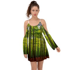 Green Forest Jungle Trees Nature Sunny Boho Dress by Ravend