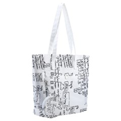 Blackboard Algorithms Black And White Pattern Everyday Shoulder Bag With Pouch Bag by dflcprintsclothing