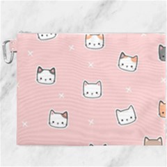 Cute Cat Cartoon Doodle Seamless Pink Pattern Canvas Cosmetic Bag (xxxl) by Grandong
