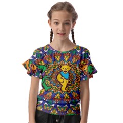 Dead Dancing Bears Grateful Dead Pattern Kids  Cut Out Flutter Sleeves by Grandong