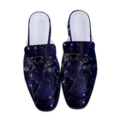 Blue World Map Starry Night Sky World Map Concept Art Women s Classic Backless Heels by Loisa77