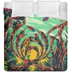 Monkey Tiger Bird Parrot Forest Jungle Style Duvet Cover Double Side (king Size) by Grandong